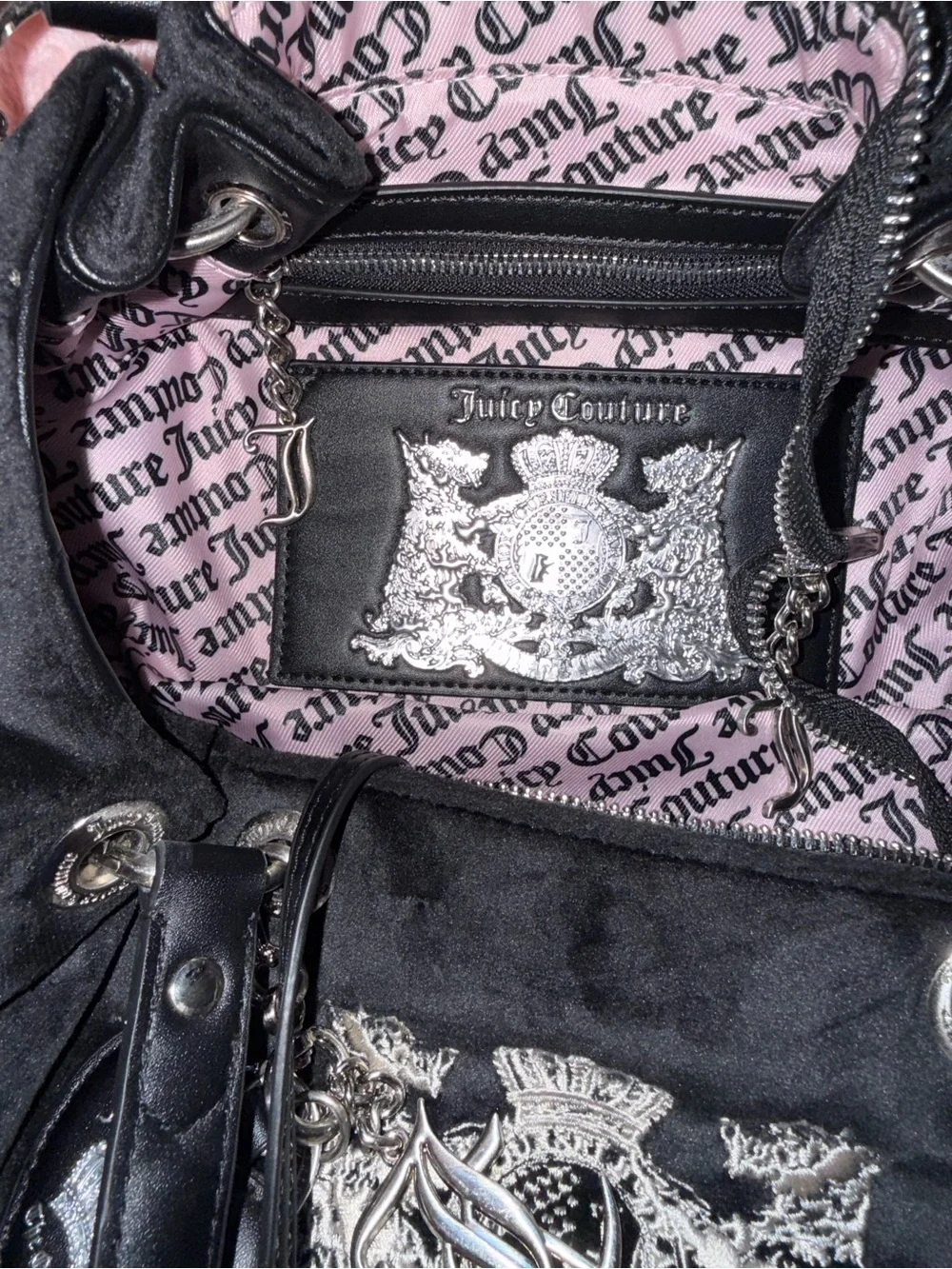 Juicy Couture Black Silver Twig Dog Dumpling / Hobo Bag ! NWOT ! - Picture 3 of 7